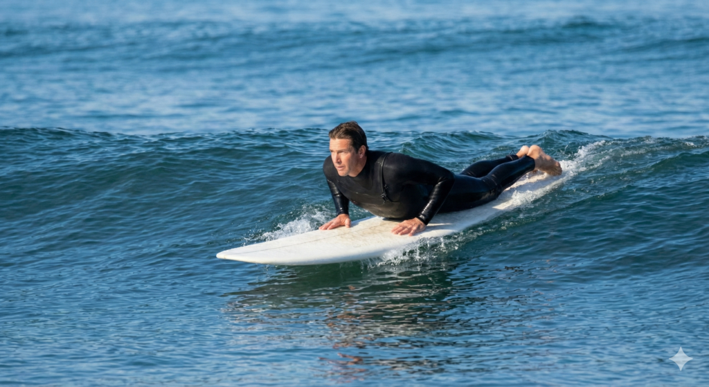 Place your hands flat on the deck of the board, right next to your lower ribcage/pectorals