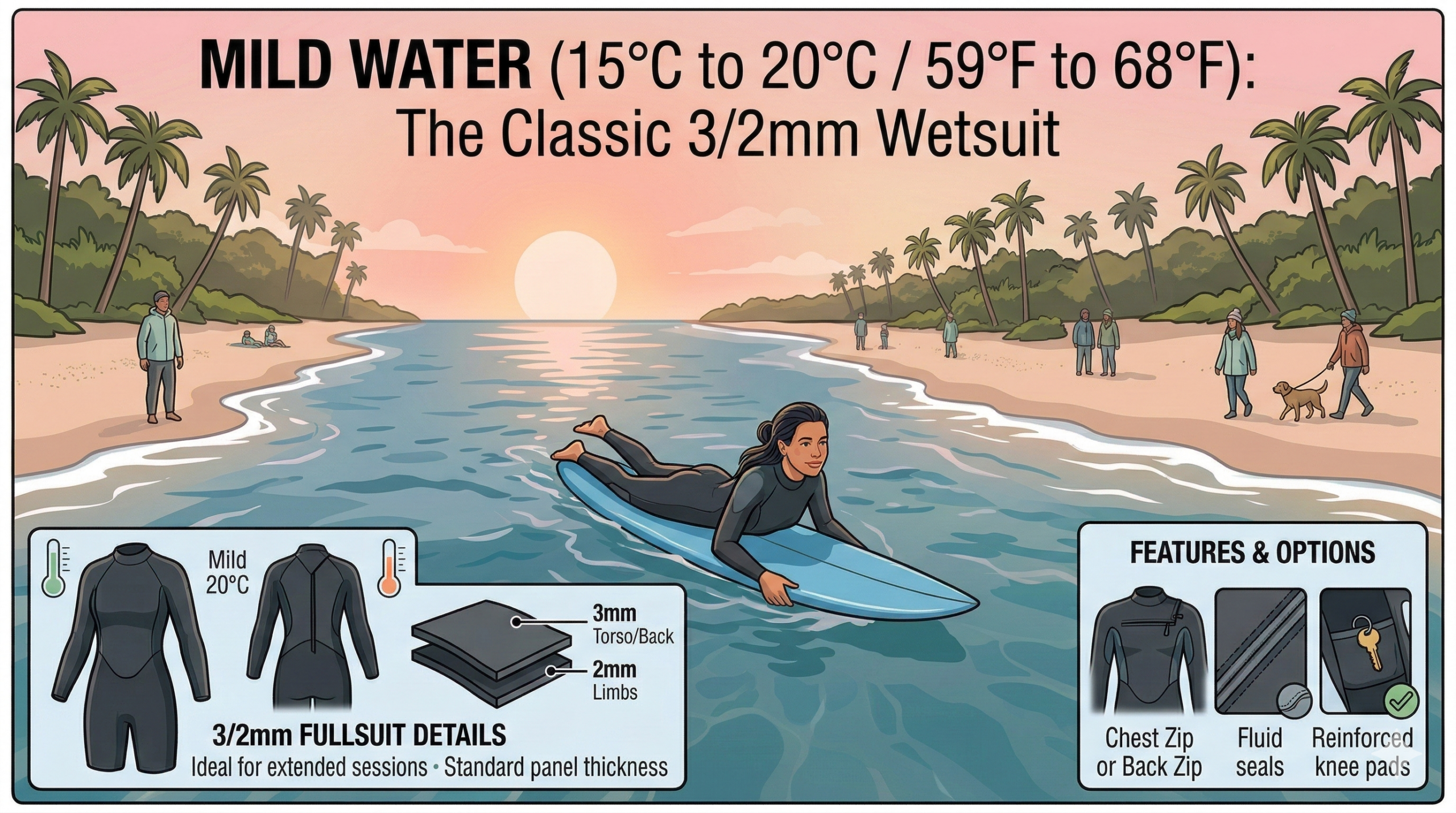 the most versatile wetsuit in the world. A full-length 3/2mm suit provides the perfect balance