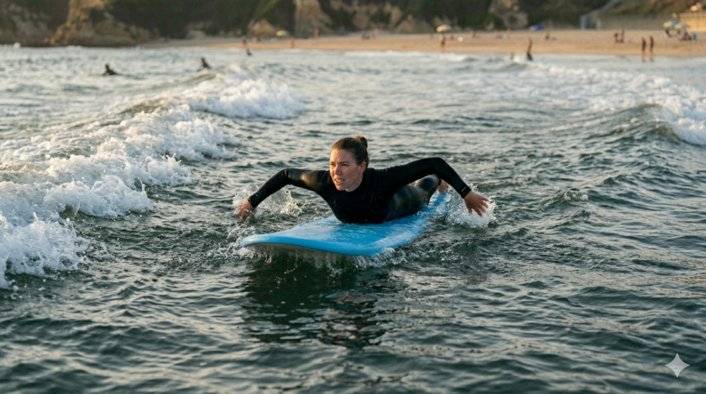 never fight a rip current directly back to shore. You stay calm, save your energy, and paddle parallel to the beach until you are out of the pull