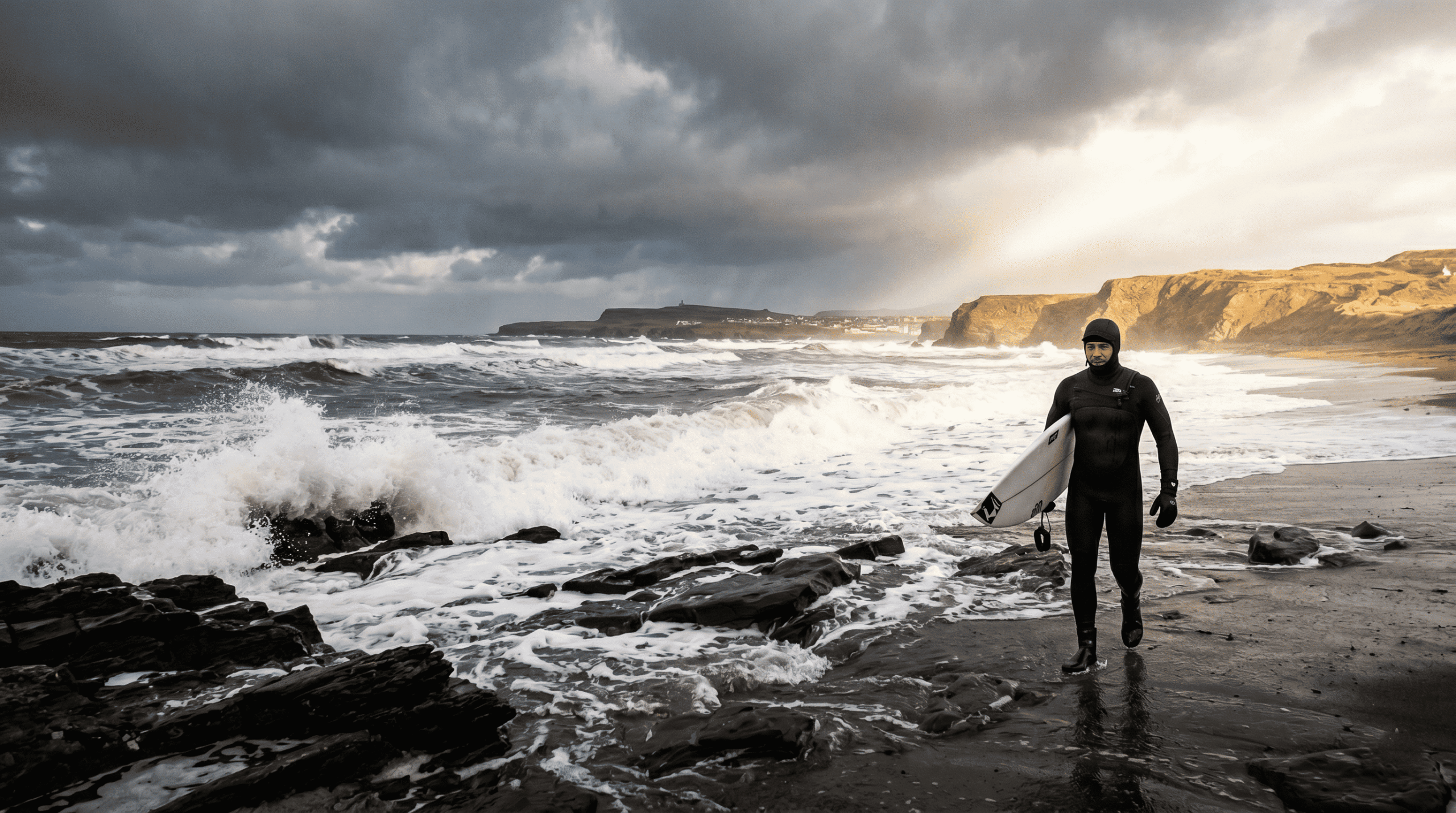 Cold water surfing in Ireland (surf spot): Survival and power in Bundoran with 5/4mm technical gear and local hospitality.